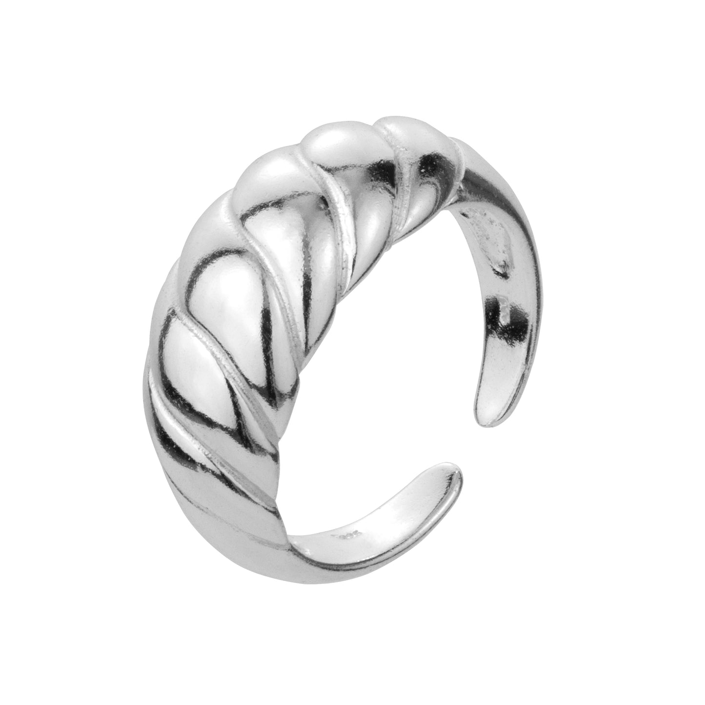 Bague ajustable en argent sterling avec corde torsadée épaisse