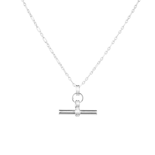 Collier avec pendentif strié en argent sterling et barre en T