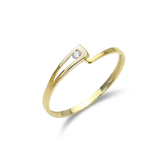 Bague empilable en or 9 carats avec diamants sertis en quinconce