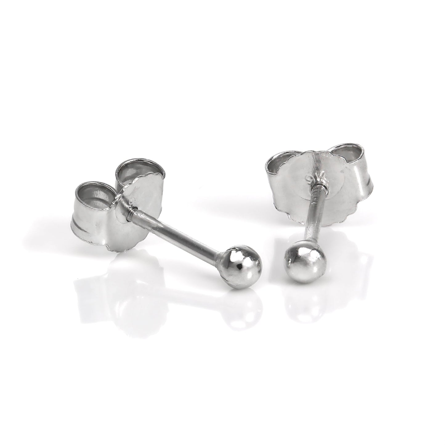 Boucles d'oreilles à tige en or blanc 9 carats avec boule de 2 mm