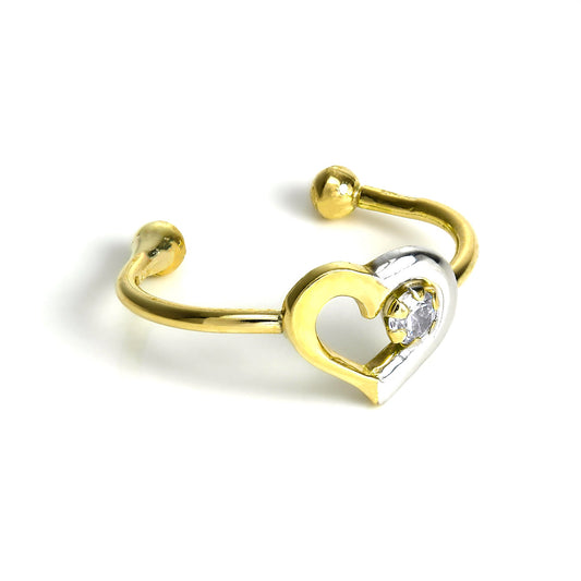 Boucle d'oreille en or jaune et blanc 9 carats avec petit cristal CZ transparent