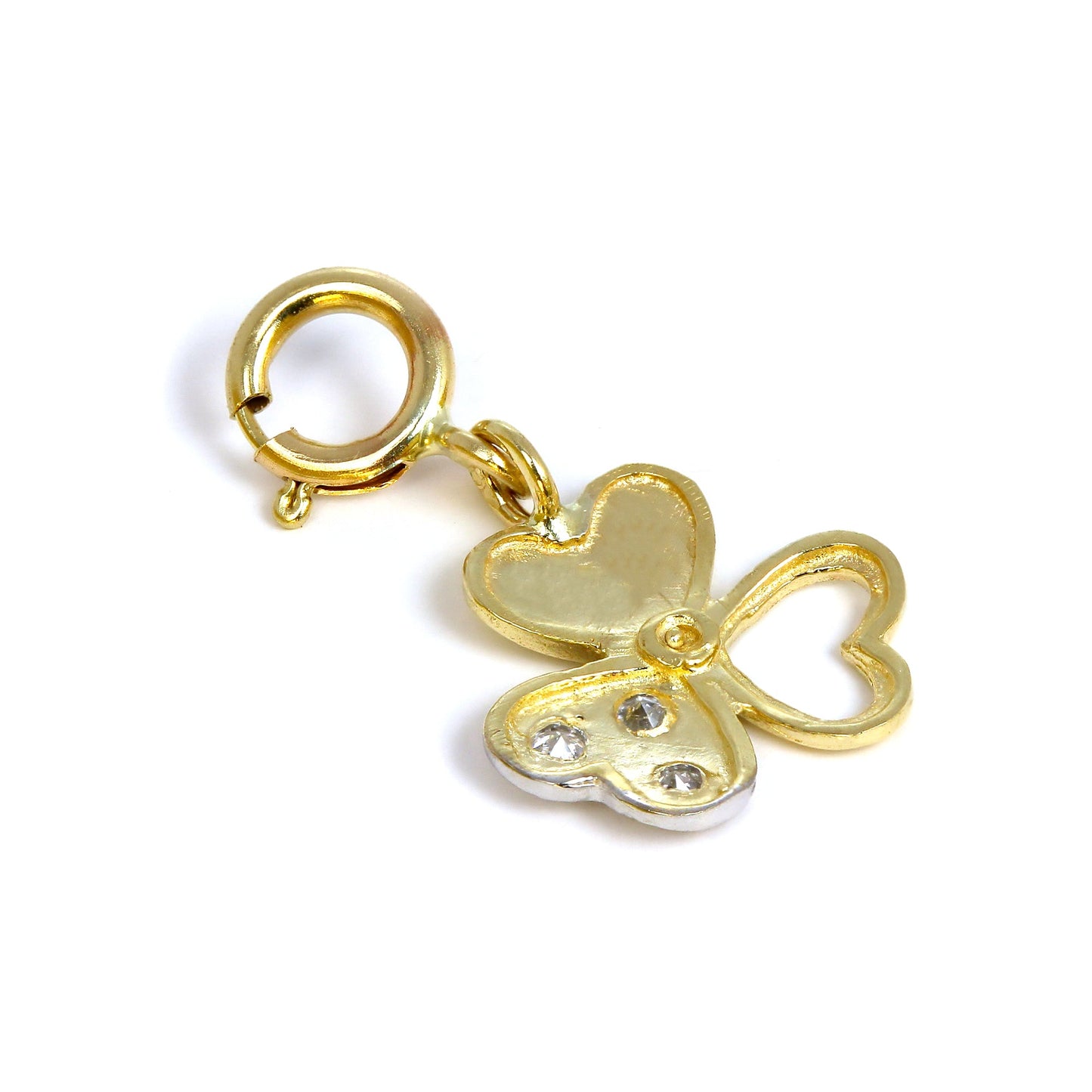 Breloque triple cœur en or 9 carats et cristal CZ