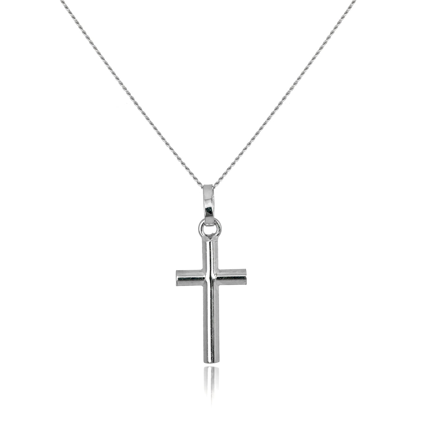 Pendentif croix en or blanc 9 carats sur chaîne de 40 à 50 cm