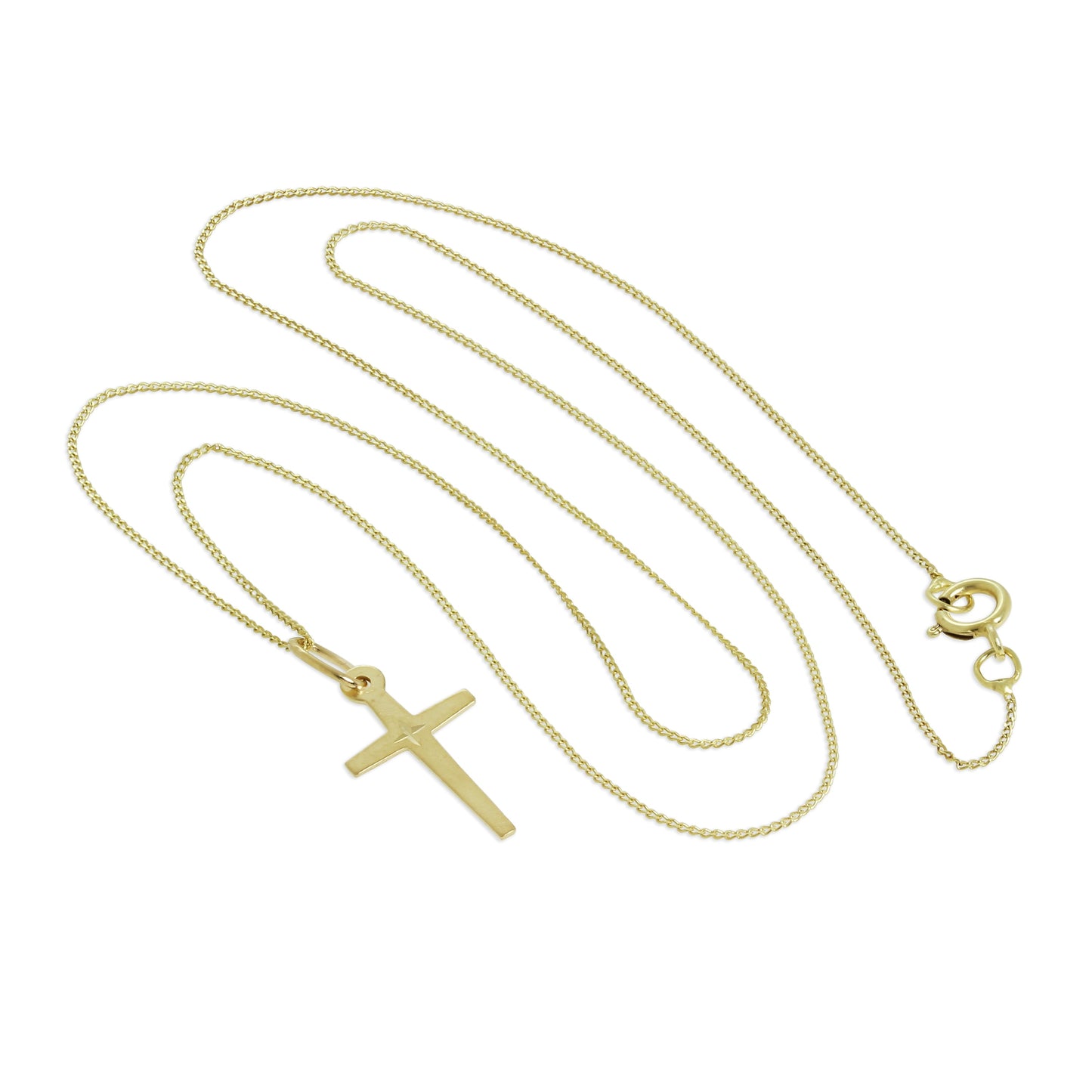 Collier avec pendentif croix en or mixte 9 carats, taille diamant, 40 à 50 cm