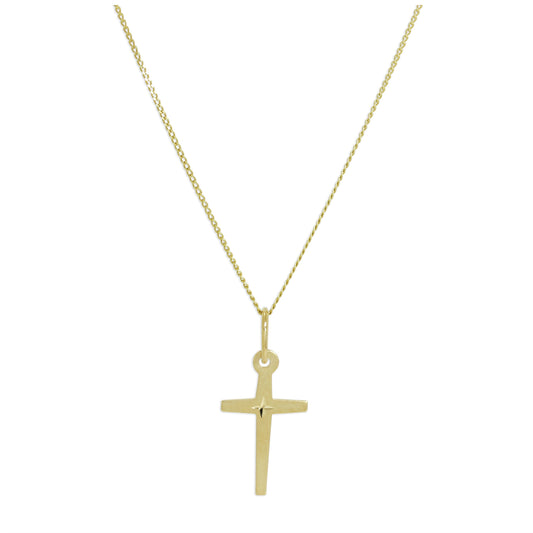 Collier avec pendentif croix en or mixte 9 carats, taille diamant, 40 à 50 cm
