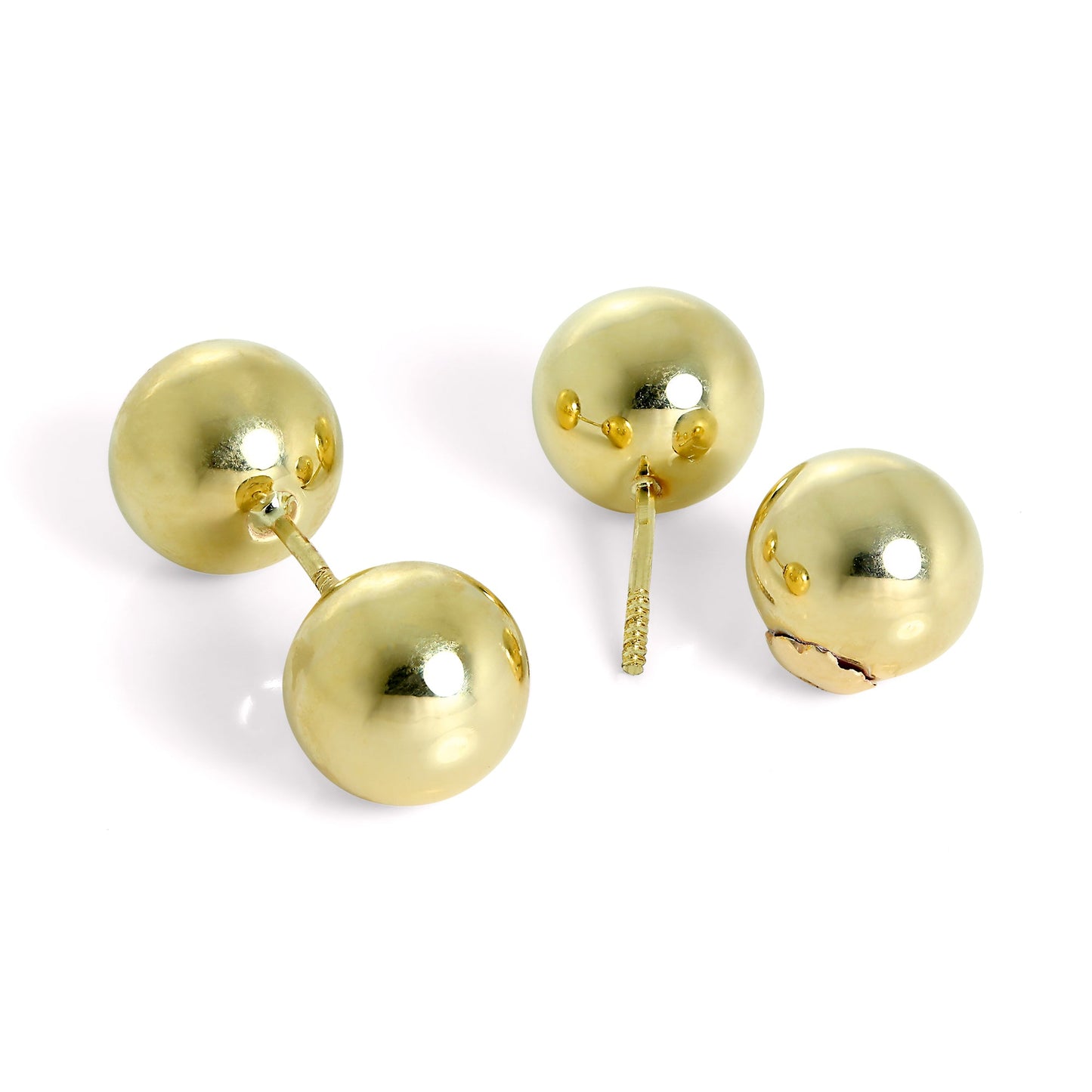 Boucles d'oreilles à tige double face en or 9 carats avec boule de 8 mm