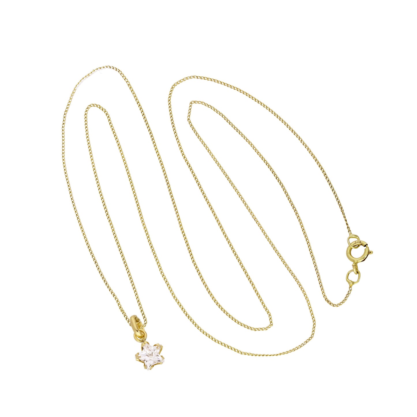 Collier avec pendentif étoile en or 9 carats et petit cristal CZ, 40 à 50 cm