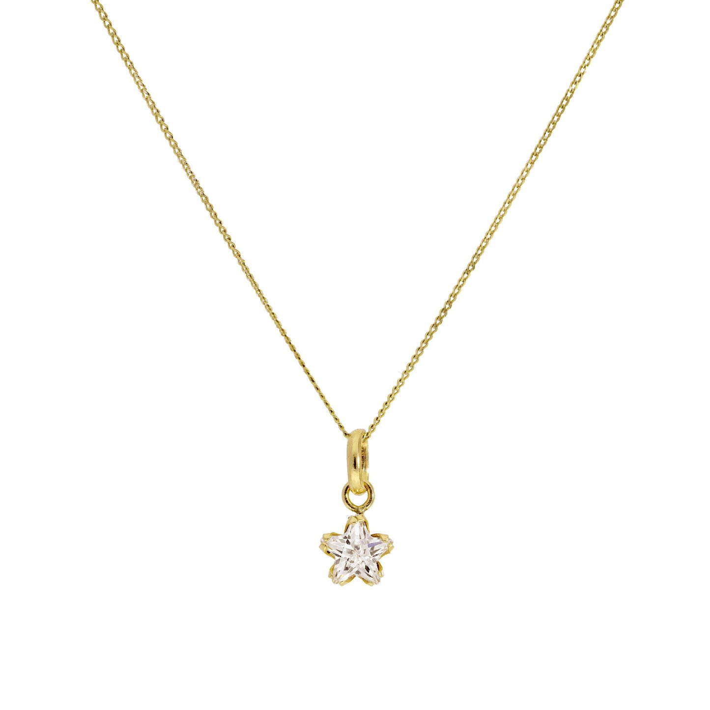 Collier avec pendentif étoile en or 9 carats et petit cristal CZ, 40 à 50 cm