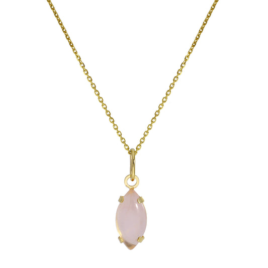 Collier pendentif ovale en or 9 carats et quartz rose CZ, 40 à 50 cm