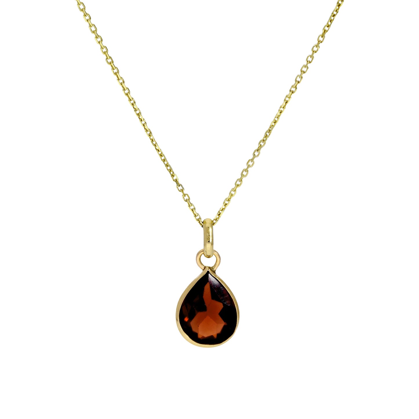 Collier pendentif en forme de larme en or 9 carats et grenat CZ, 40 à 50 cm