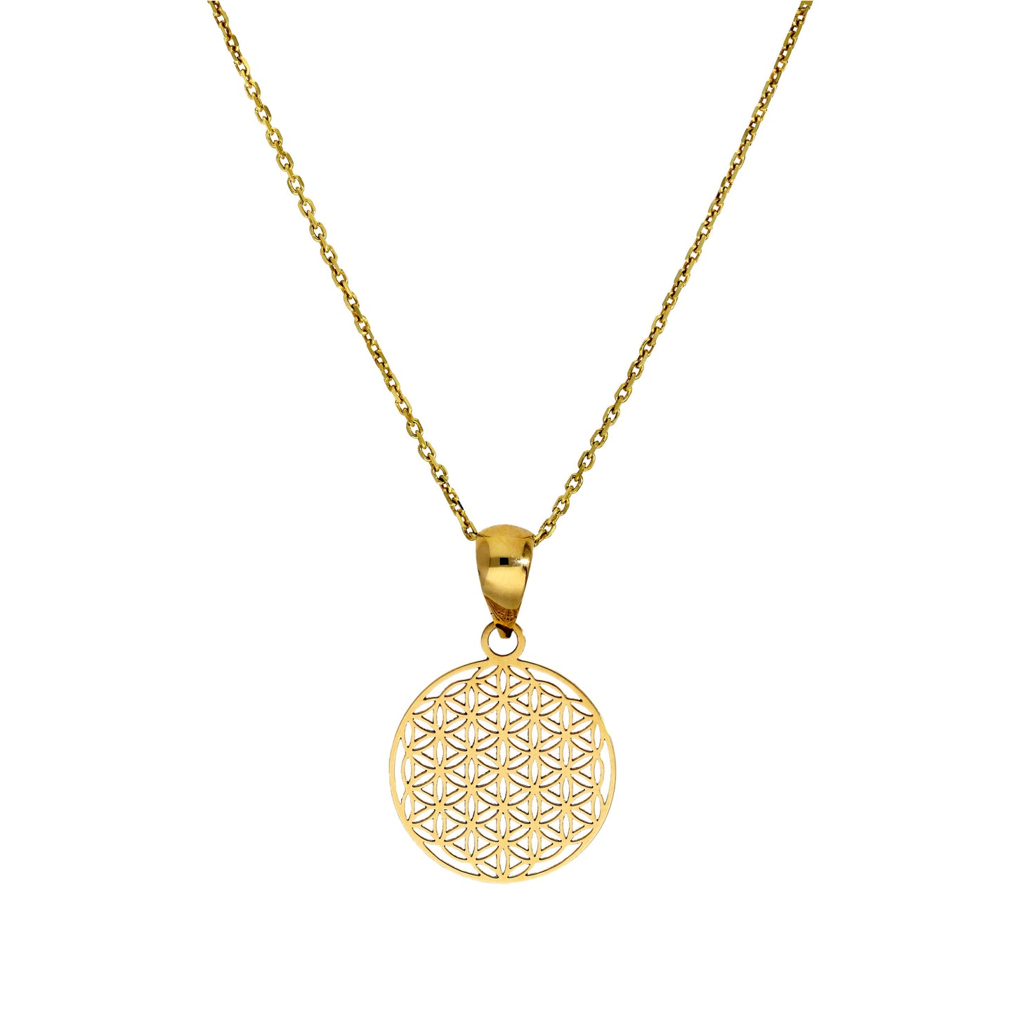 Collier avec pendentif étoile fleur de vie en or 9 carats, 40 à 50 cm