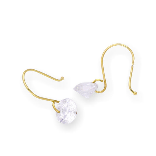 Boucles d'oreilles pendantes en or 9 carats et cristal CZ transparent