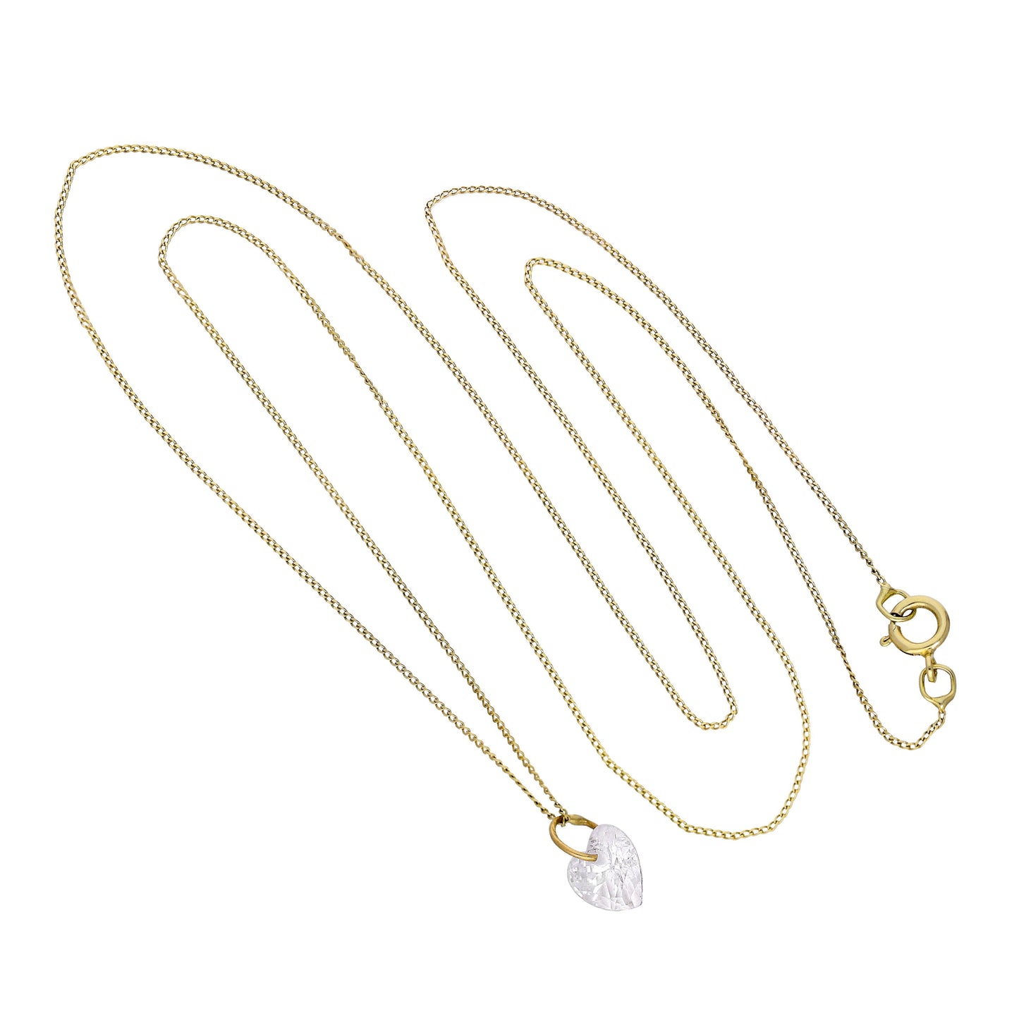 Collier pendentif cœur en or 9 carats et cristal CZ transparent, 40 à 50 cm