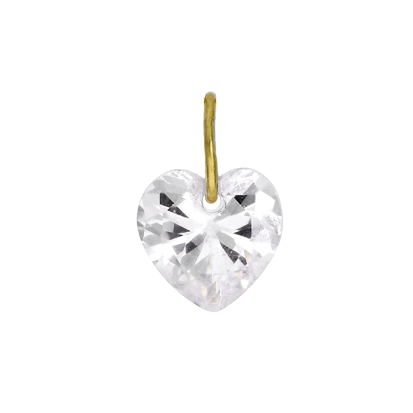 Breloque cœur en or 9 carats et cristal CZ transparent