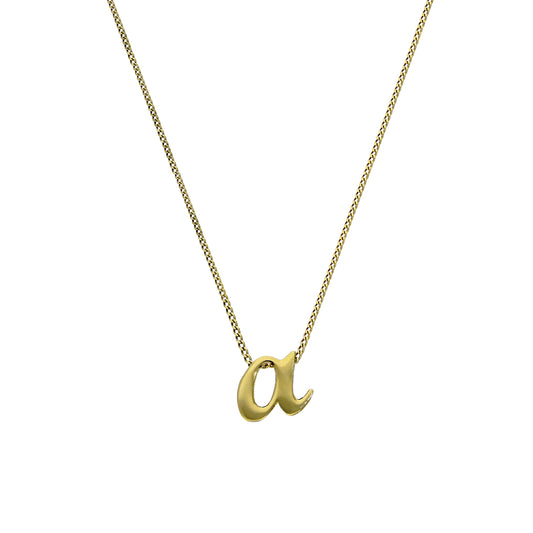 Collier pendentif minuscule en or 9 carats avec lettre A, 40 à 50 cm
