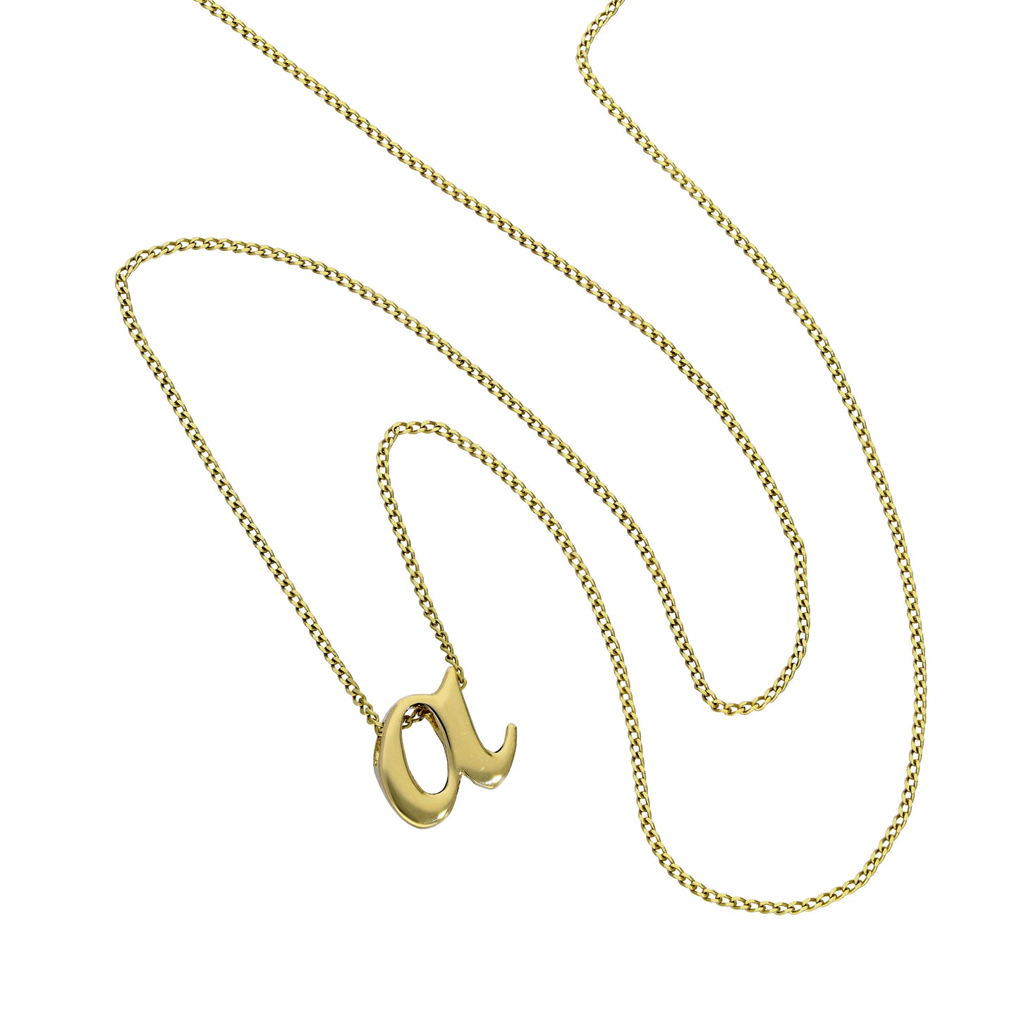 Collier pendentif minuscule en or 9 carats avec lettre A, 40 à 50 cm