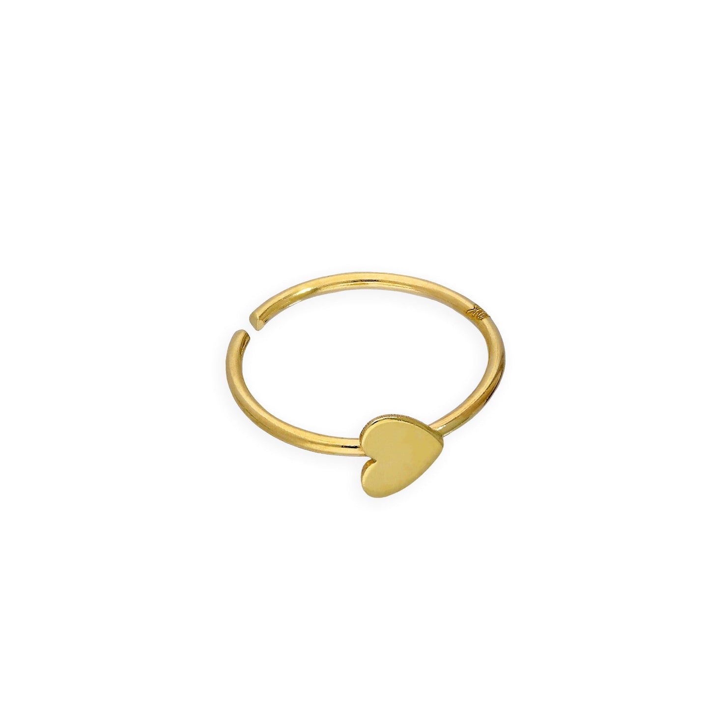 Anneau de nez ouvert en or 9 carats avec cœur, calibre 24