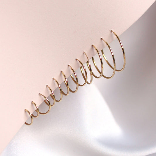 Boucles d'oreilles créoles en or 9 carats de 0,8 mm (8 mm à 20 mm)