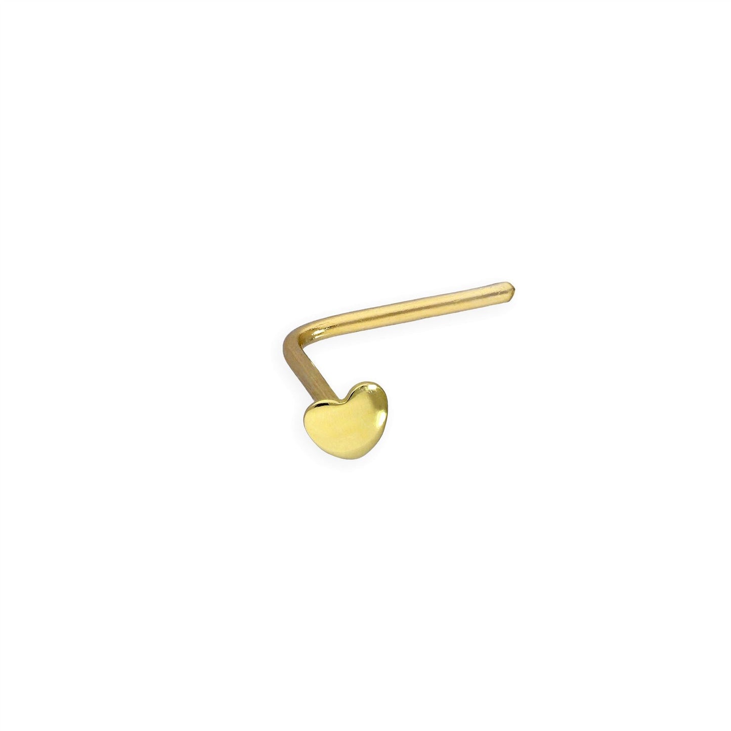 Piercing de nez en forme de L en or 9 carats 22Ga en forme de cœur