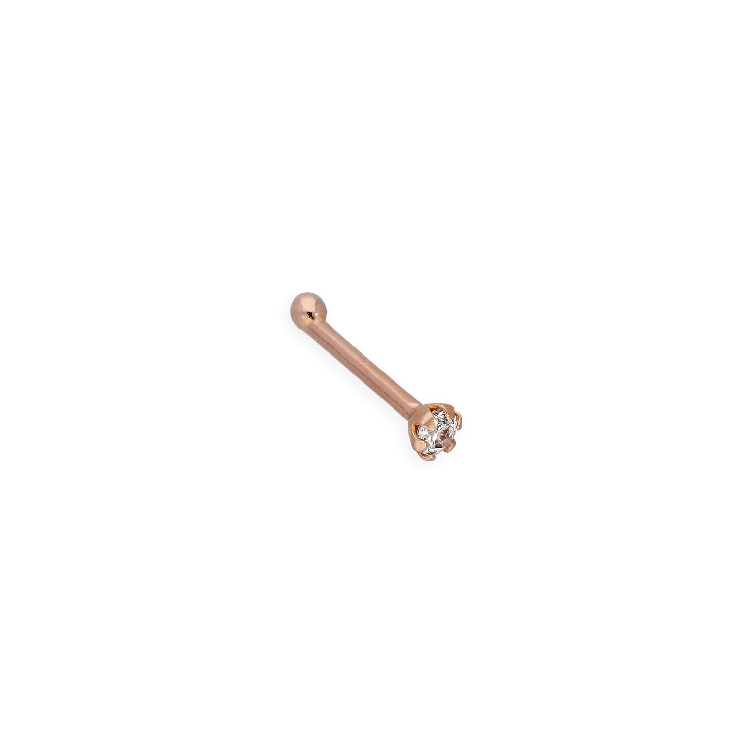 Piercing de nez en or rose 9 carats et diamant 0,015 carat, calibre 22