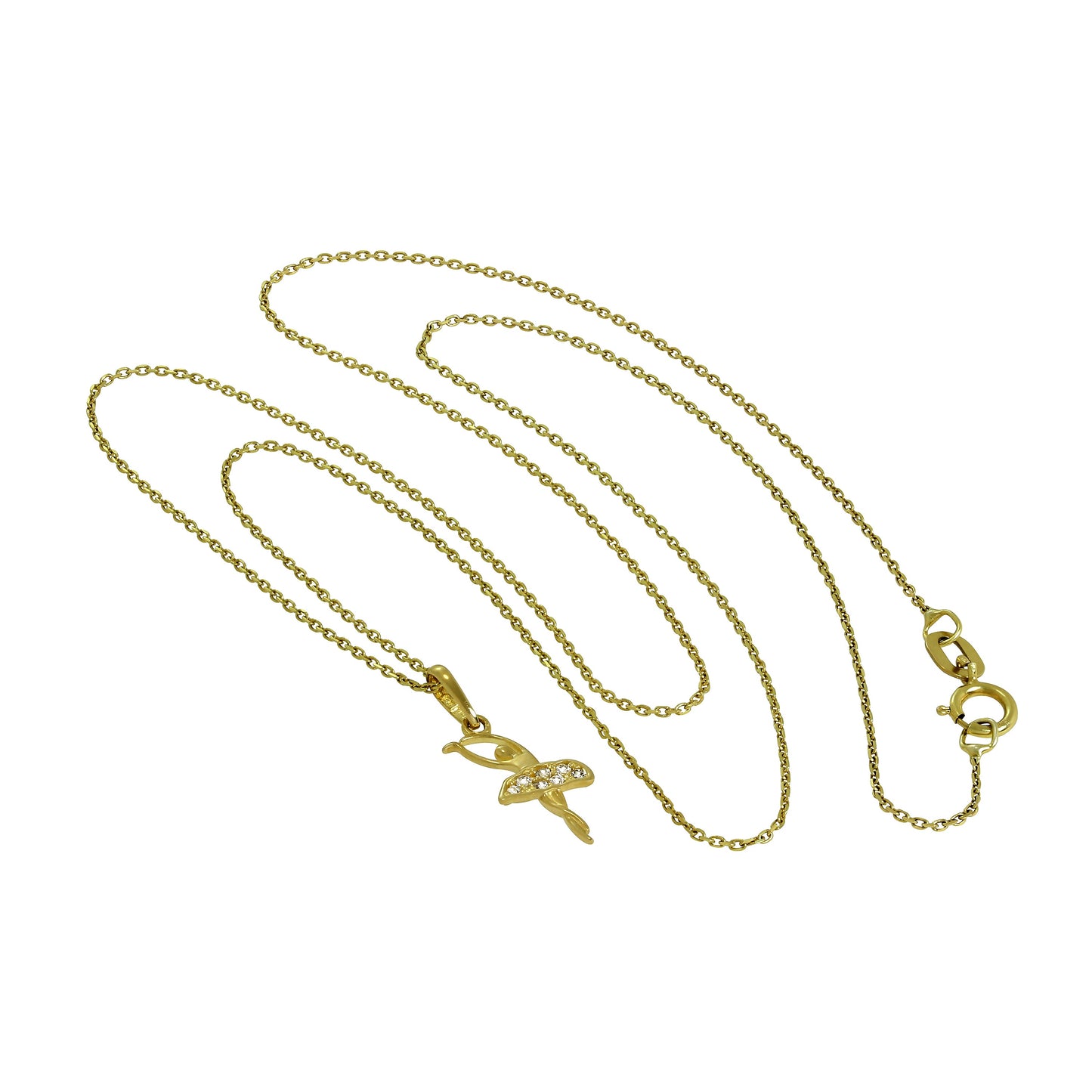 Collier pendentif ballerine en or 9 carats et cristaux CZ transparents, 40 à 50 cm
