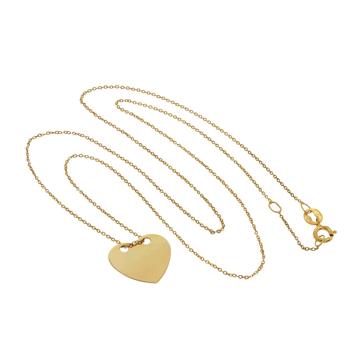 Collier cœur gravable en or 9 carats 40 cm