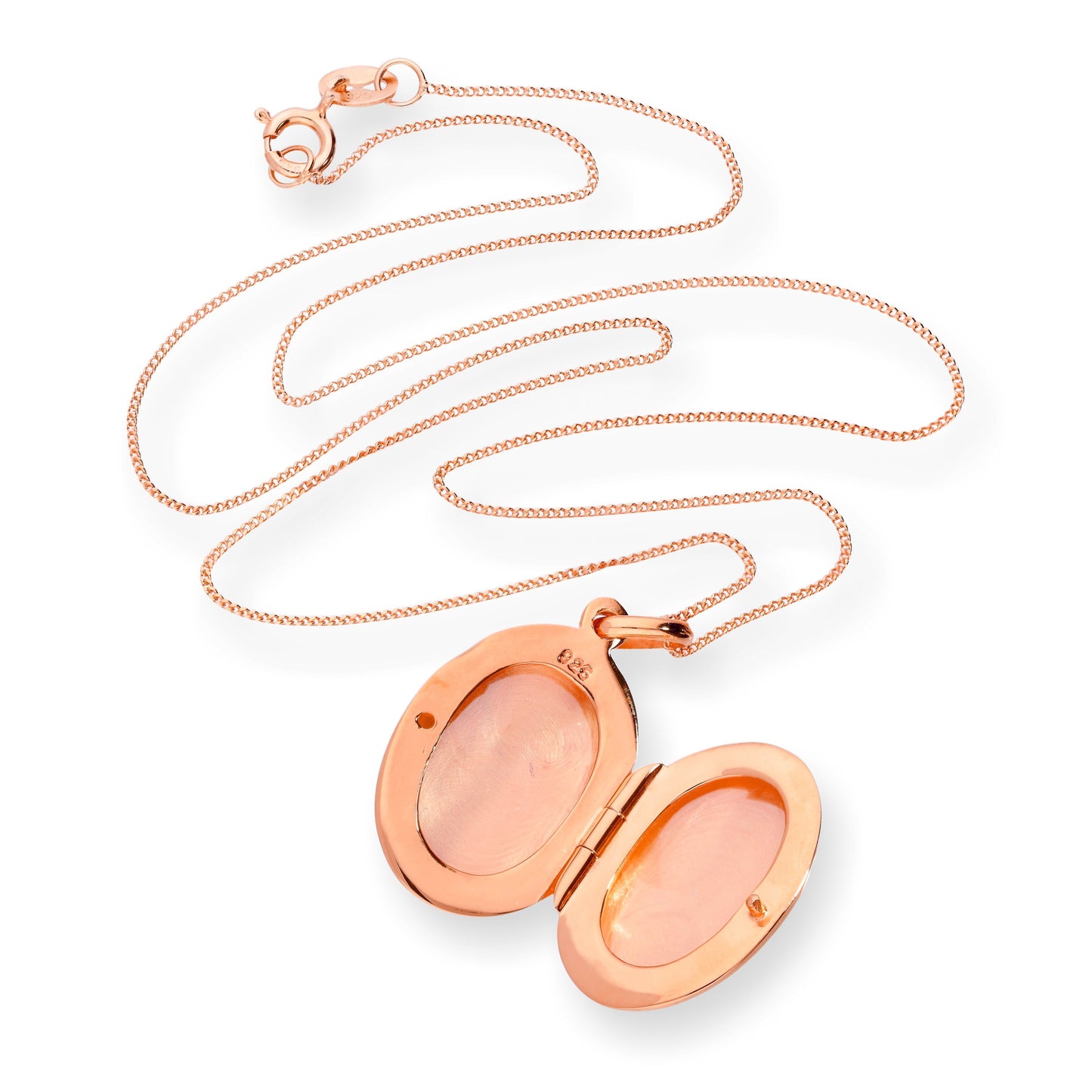 Médaillon ovale gravé en argent sterling plaqué or rose de 40 à 55 cm