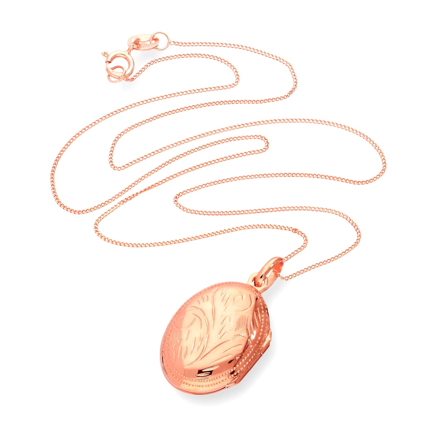 Médaillon ovale gravé en argent sterling plaqué or rose de 40 à 55 cm