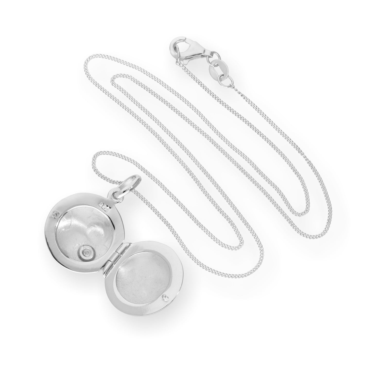Médaillon rond gravable en argent sterling et cristal CZ sur chaîne de 40 à 55 cm