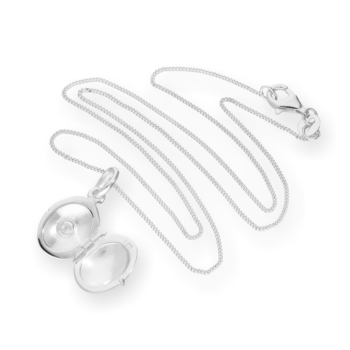 Médaillon ovale gravable en argent sterling et cristal CZ sur chaîne de 40 à 55 cm