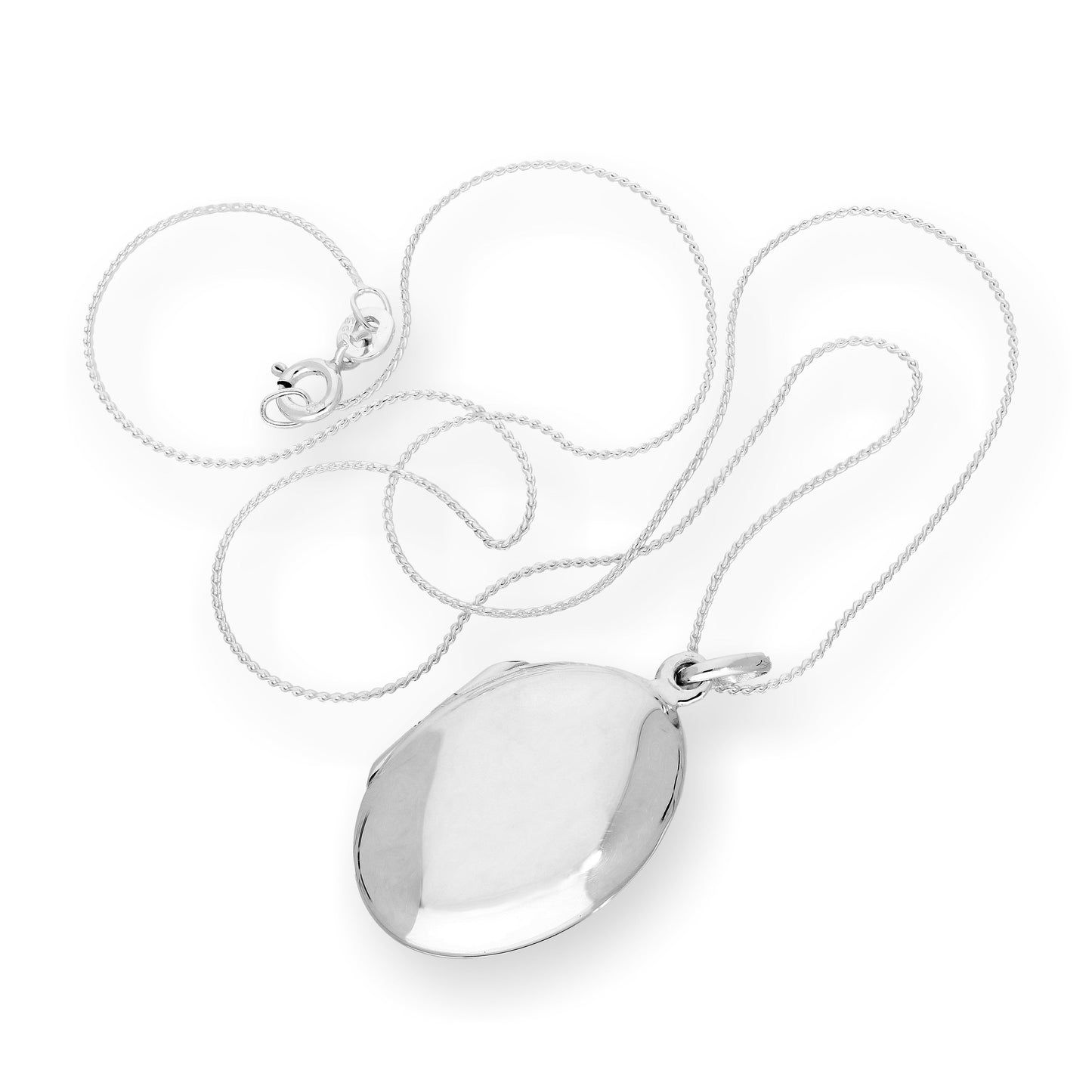 Médaillon ovale gravable en argent sterling sur chaîne de 40 à 55 cm