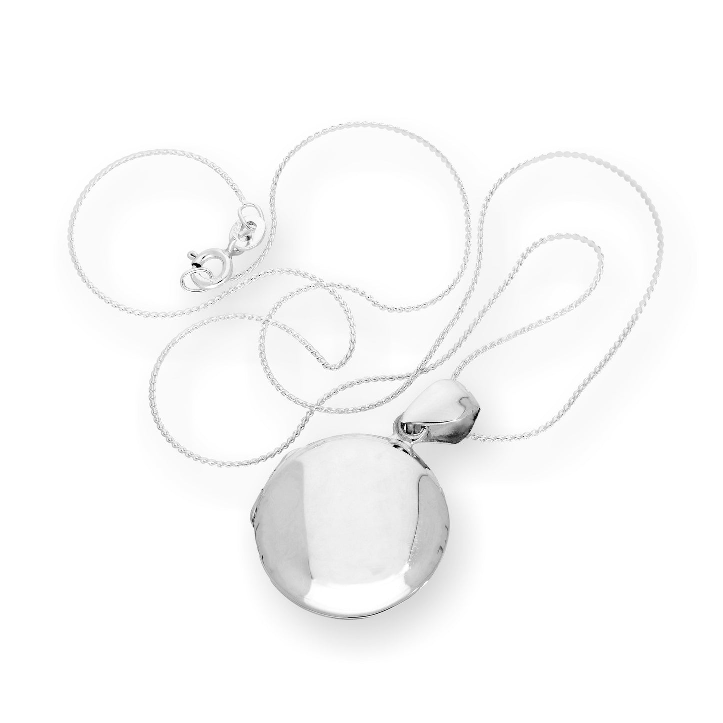 Médaillon rond en argent sterling gravable sur chaîne de 40 à 55 cm