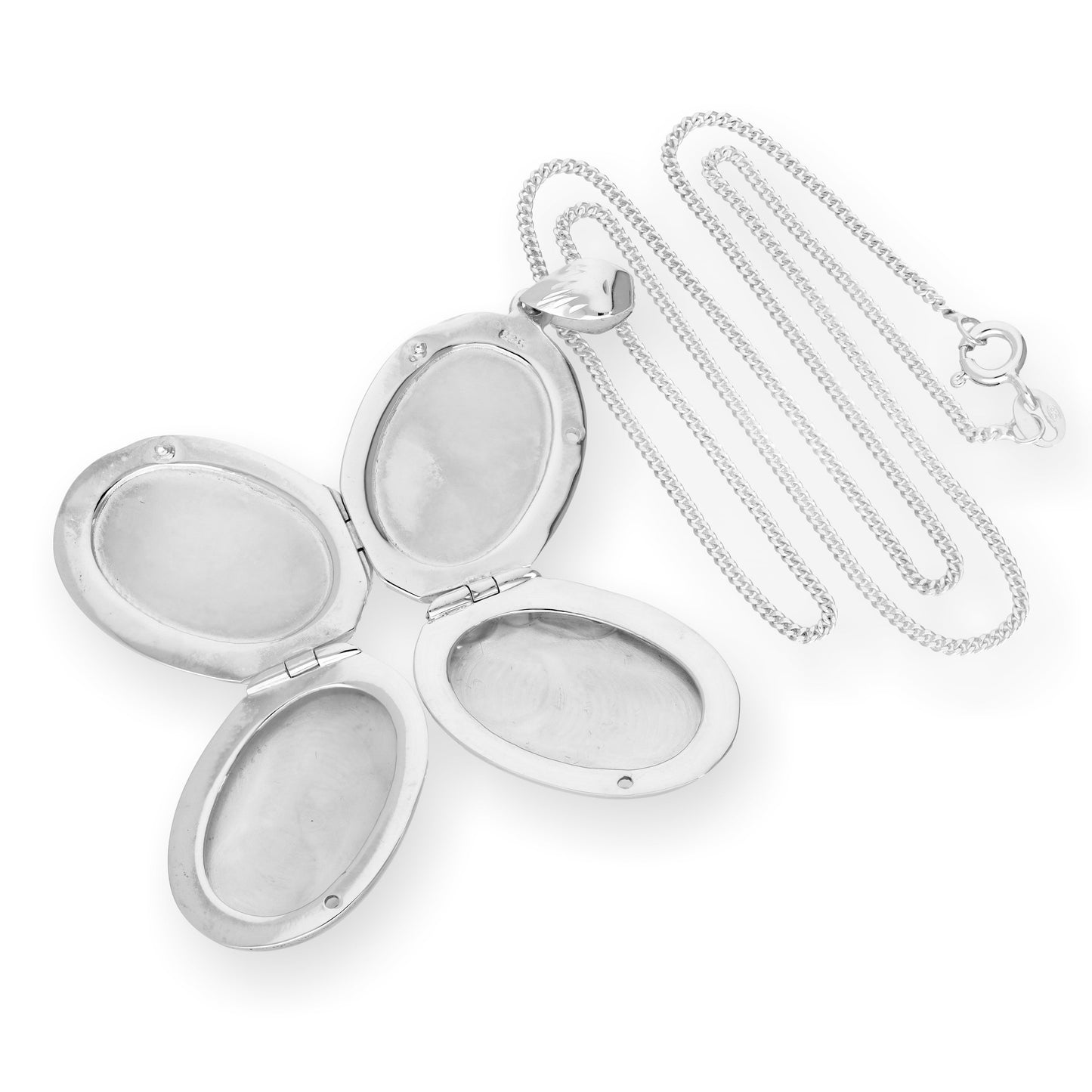Médaillon ovale familial en argent sterling avec 4 photos sur chaîne de 40 à 61 cm