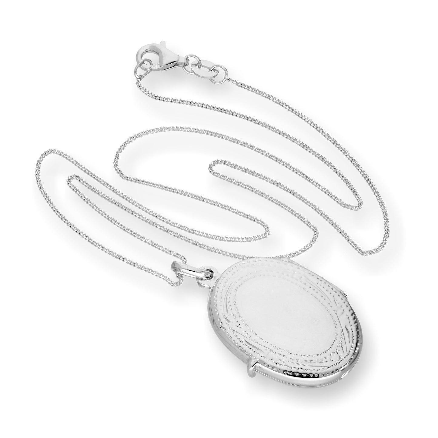 Médaillon ovale gravé en argent sterling de 40 à 55 cm