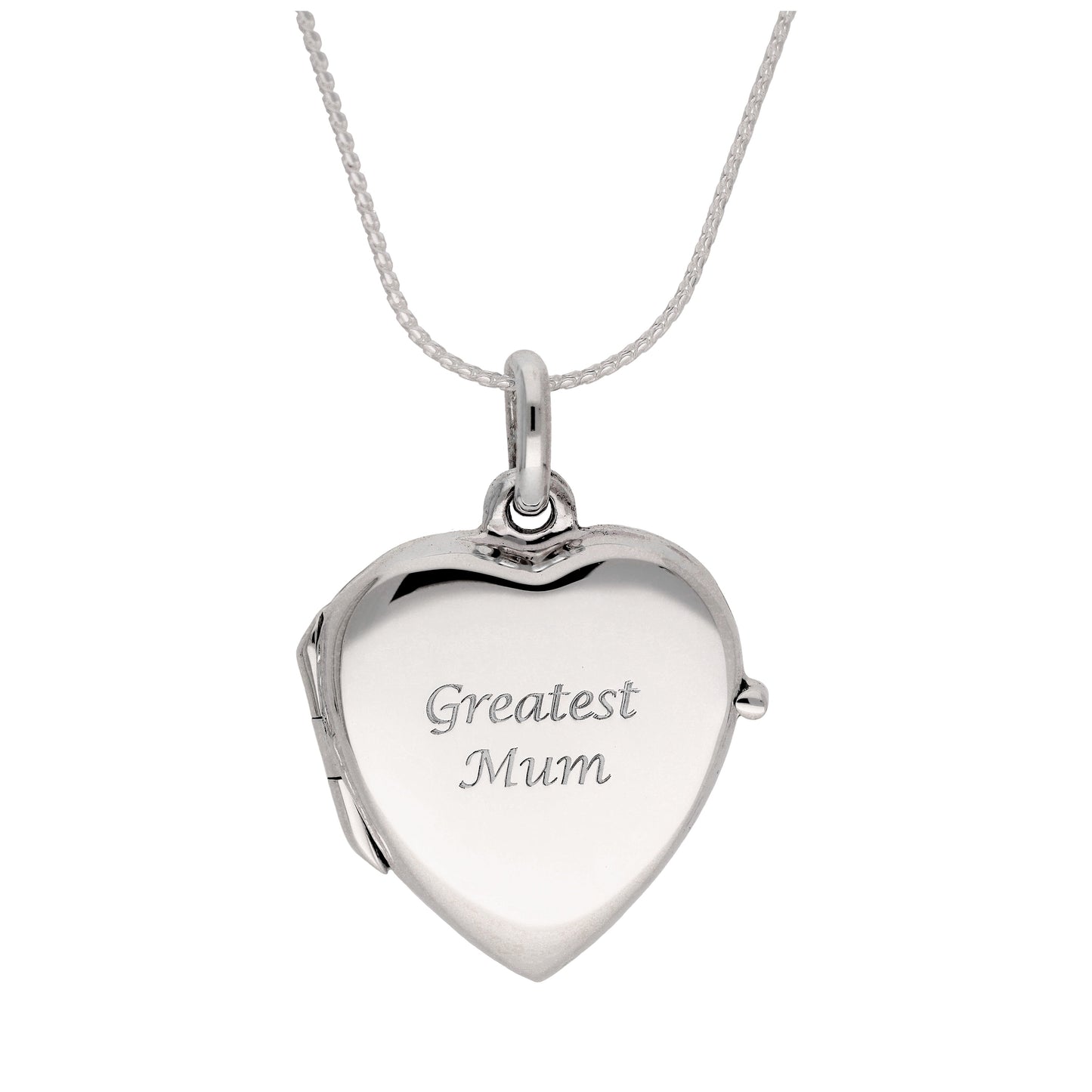 Médaillon en forme de cœur gravable en argent sterling sur chaîne de 40 à 55 cm