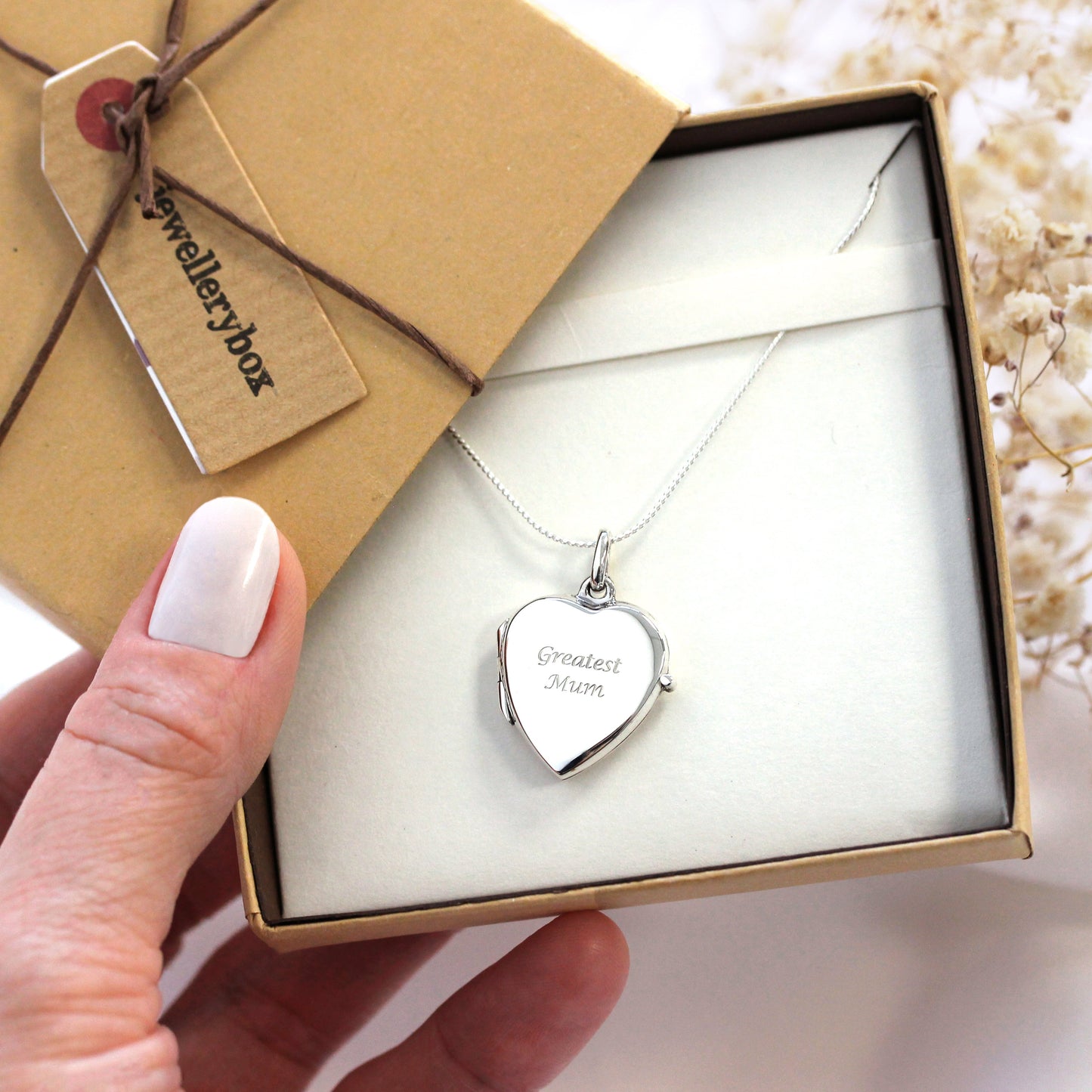 Médaillon en forme de cœur gravable en argent sterling sur chaîne de 40 à 55 cm