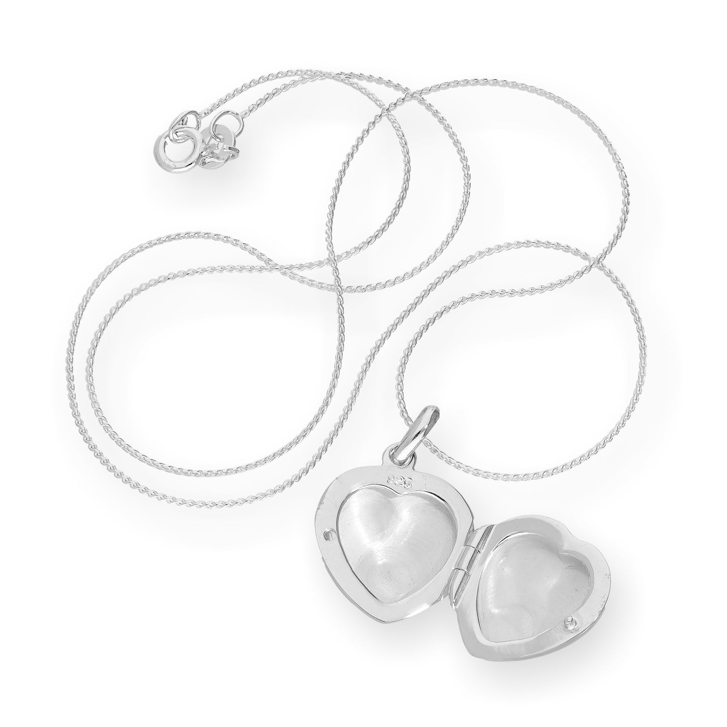 Médaillon en argent sterling gravé en forme de cœur sur chaîne de 40 à 55 cm