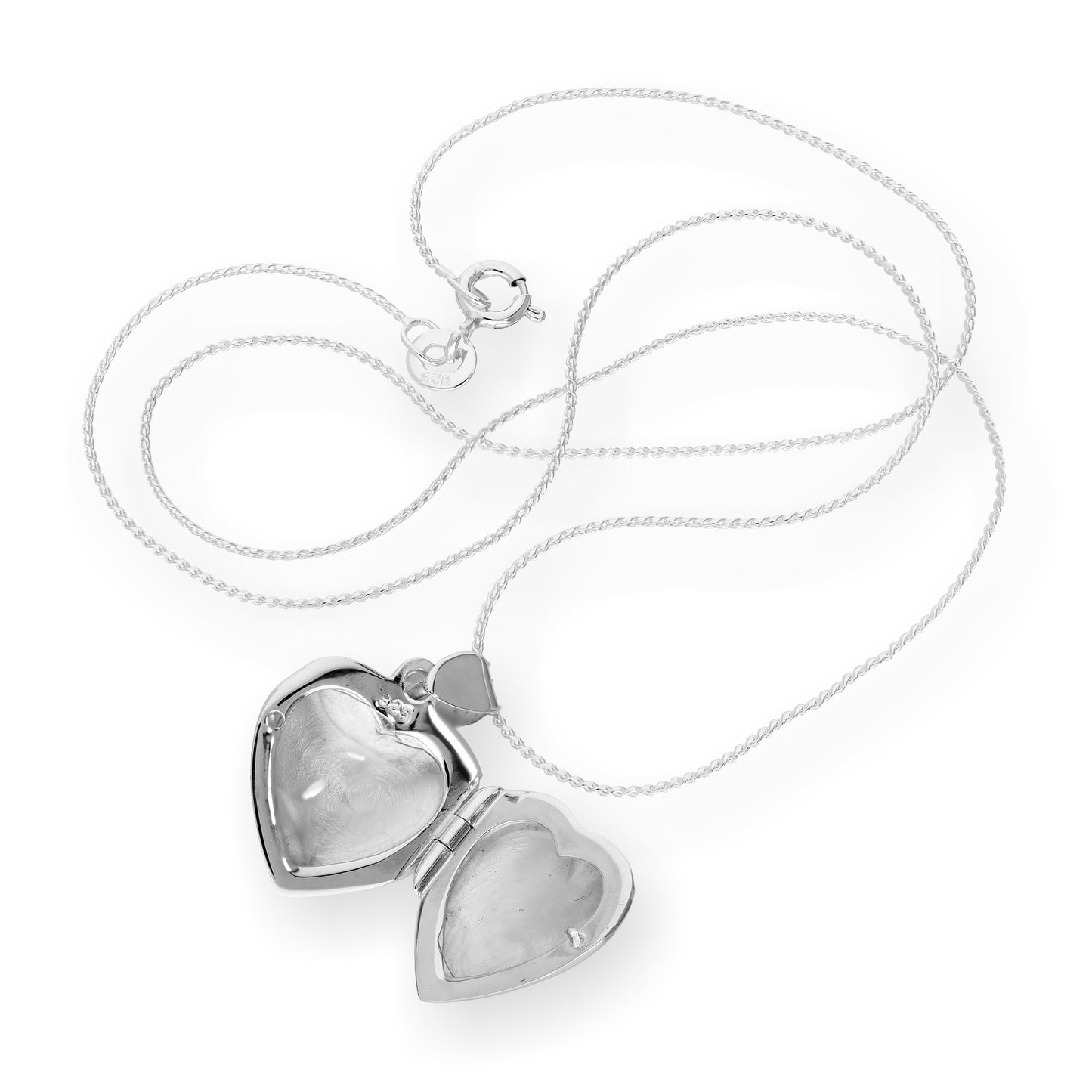 Médaillon en argent sterling en forme de cœur gonflé gravable sur chaîne de 40 à 55 cm