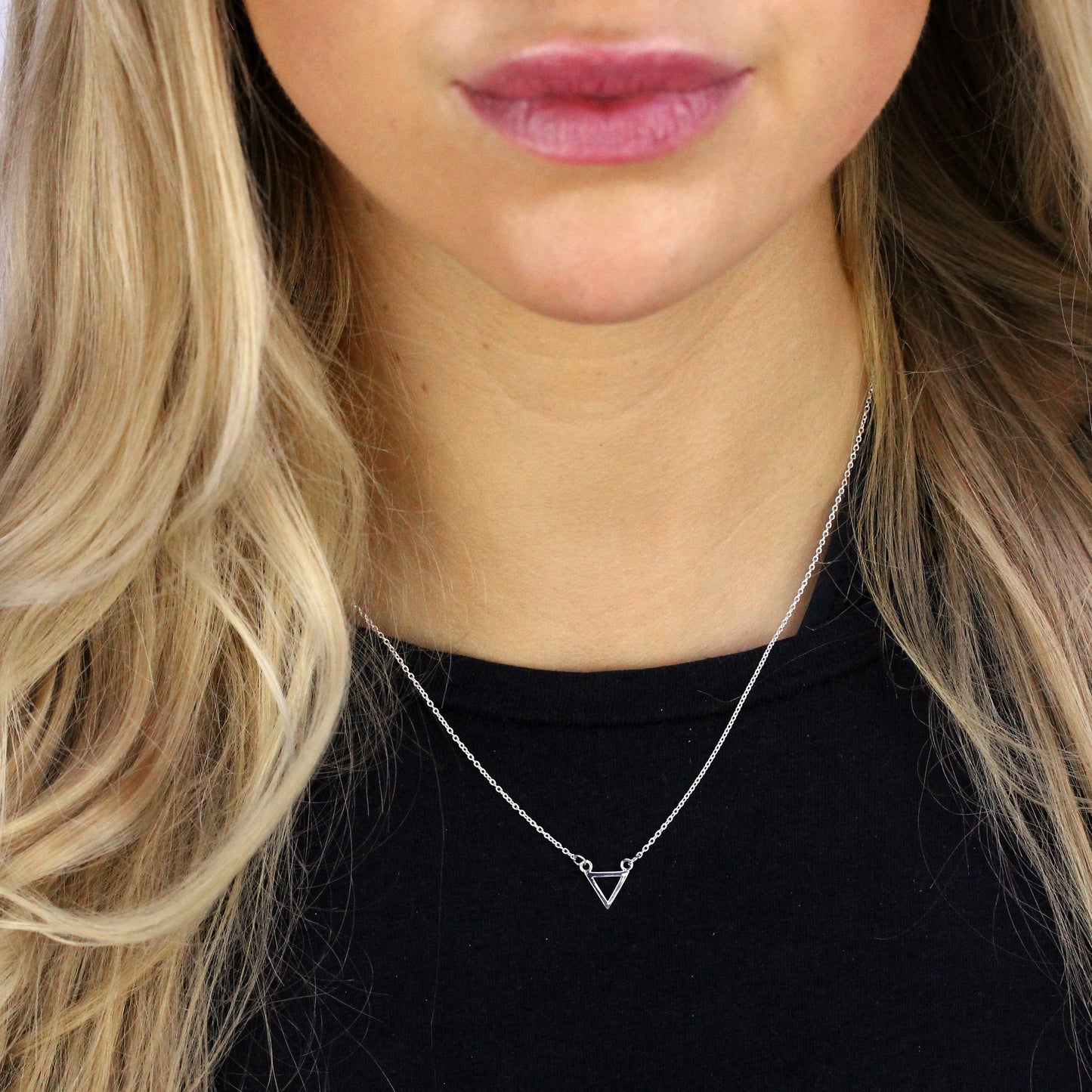 Collier triangulaire en argent sterling de 45 cm