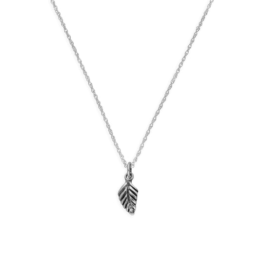 Collier pendentif petite feuille en argent sterling de 35 à 55 cm