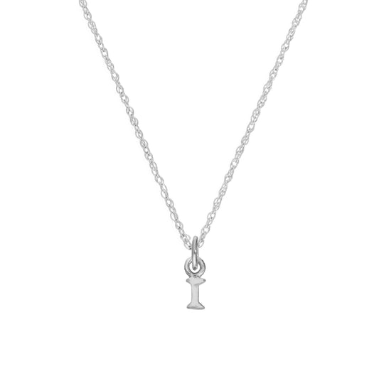 Collier avec pendentif minuscule en argent sterling, lettre I, 35,6 à 55,9 cm