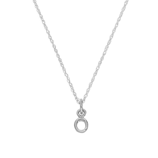 Collier avec pendentif minuscule en argent sterling, lettre O, 35,6 à 55,9 cm