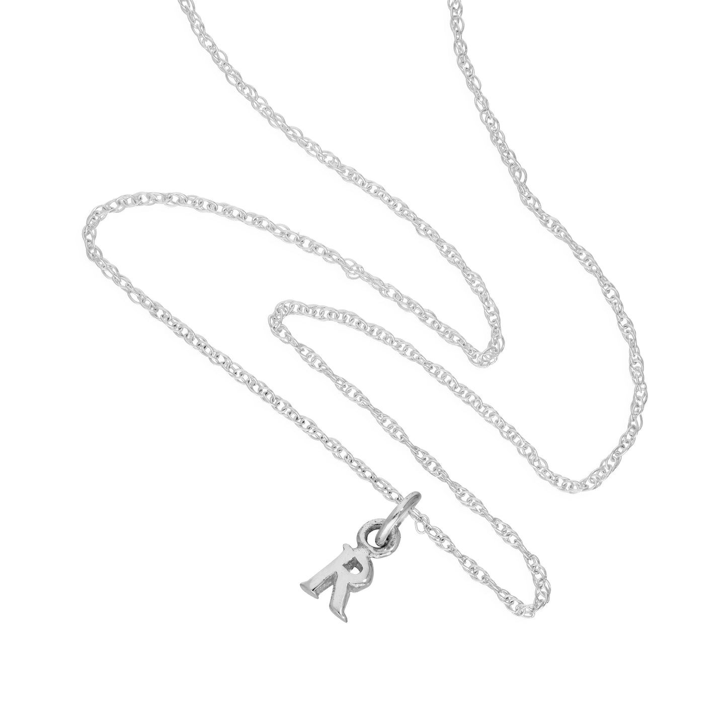 Collier avec pendentif minuscule lettre R en argent sterling, 35 à 55 cm