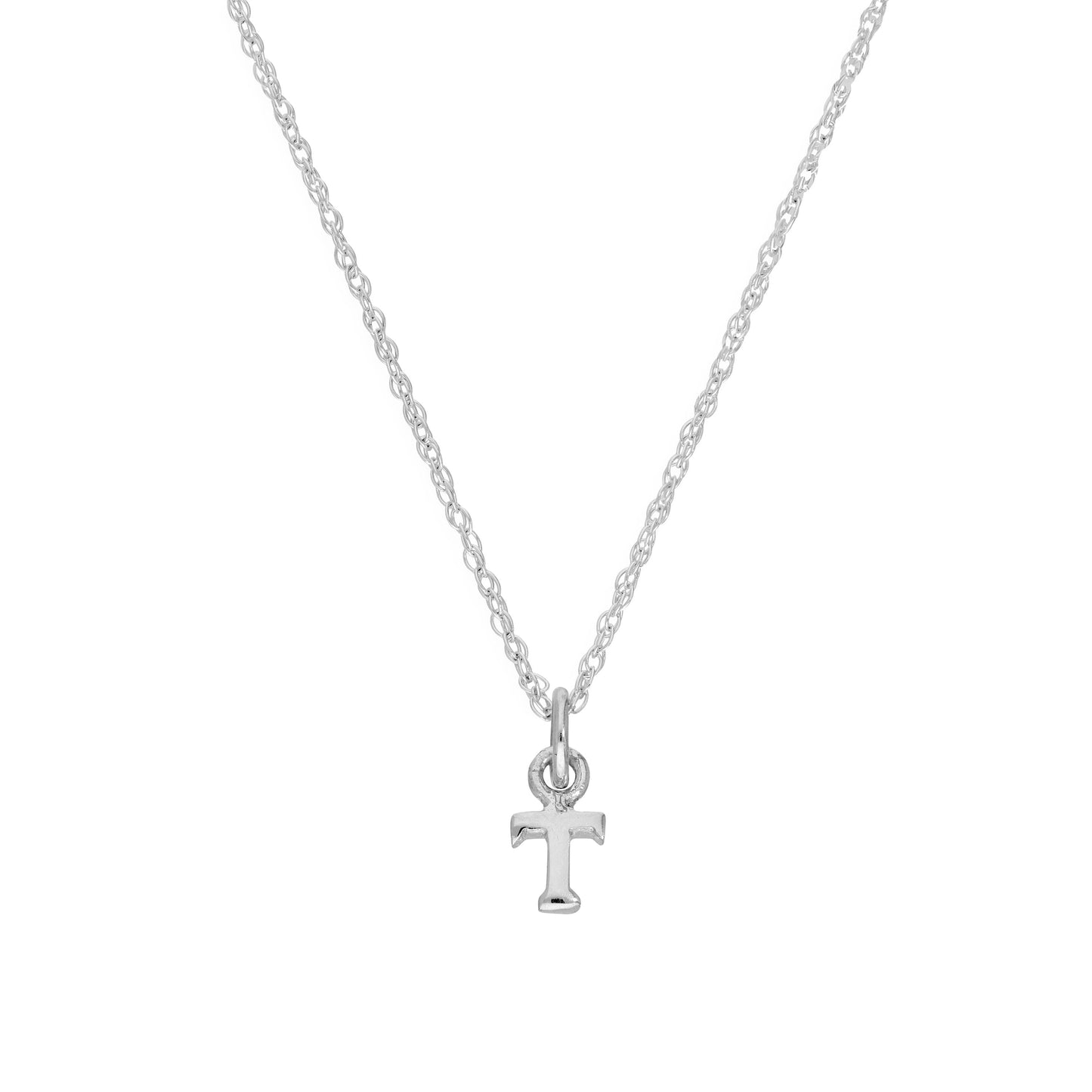 Collier avec pendentif minuscule en argent sterling, lettre T, 35 à 55 cm