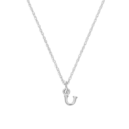 Collier avec pendentif minuscule en argent sterling avec lettre U de l'alphabet, 35 à 55 cm