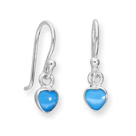 Boucles d'oreilles pendantes en forme de cœur en argent sterling et nacre bleue