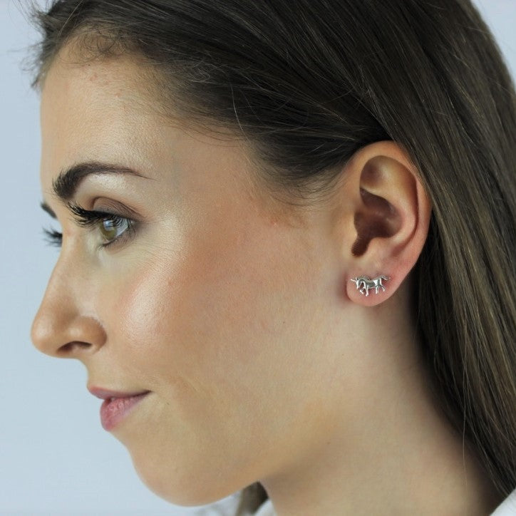 Boucles d'oreilles à tige licorne en argent sterling