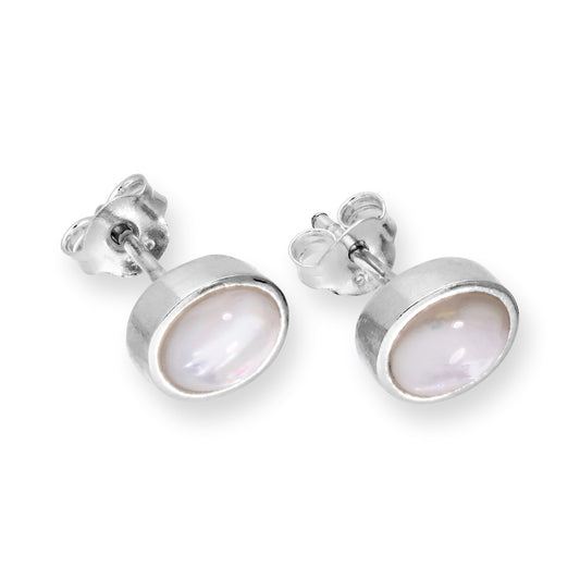 Boucles d'oreilles rondes en argent sterling et nacre
