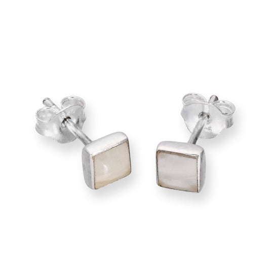 Boucles d'oreilles carrées en argent sterling et nacre