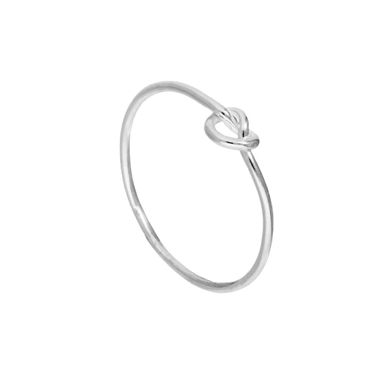 Bague en argent sterling avec nœud en forme de cœur, tailles J à V